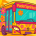 Eine gelbe Grafik im Flower-Power-Stil mit einem PaderSprinter-Bus