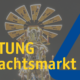 Text "Umleitung Weihnachtmarkt" und Achtung-Symbol vor einem Karussel