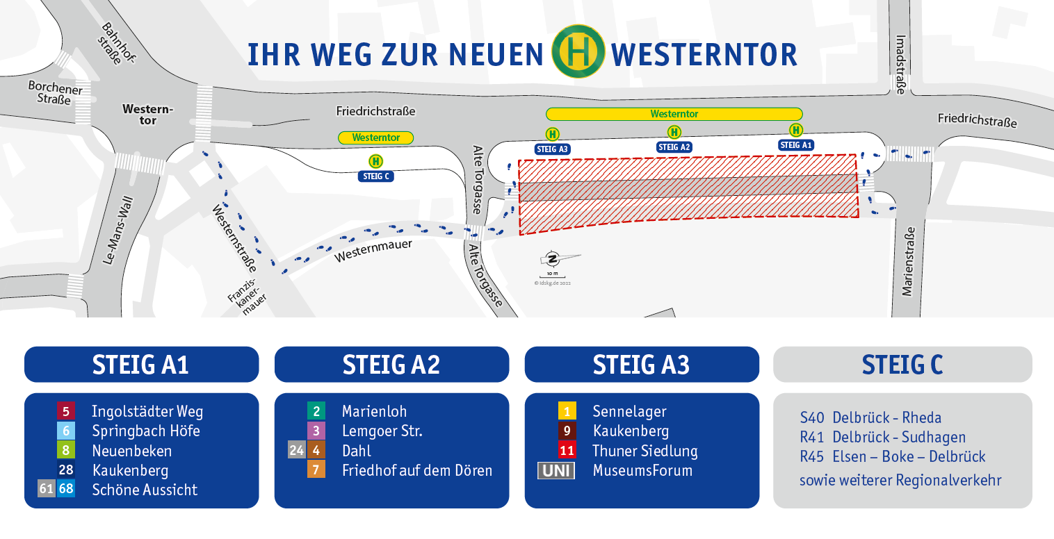 Inbetriebnahme des Steig C für den Regionalverkehr an der Haltestelle Westerntor am 13.06.2022