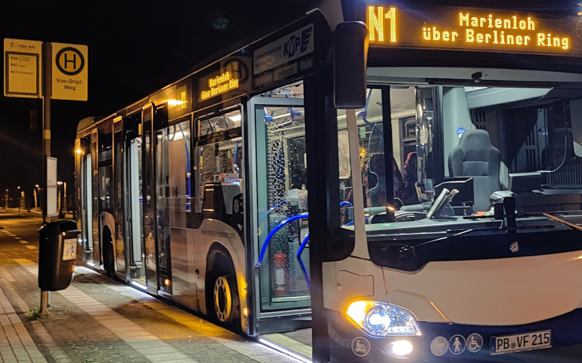 Nachtbus im Stadtgebiet Paderborn