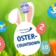 Grafik eines Ostereis mit Ohren umgeben mit nummerierten Ostereiern anlässlich des PaderSprinter Ostercountdowns
